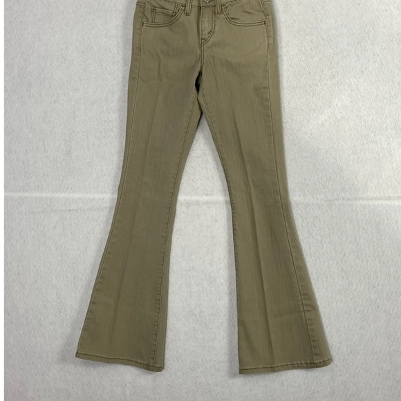 Levis 519 Jeans Womens Juniors Size 9 Long Stretch Low Flare Tan Denim - Picture 2 of 5